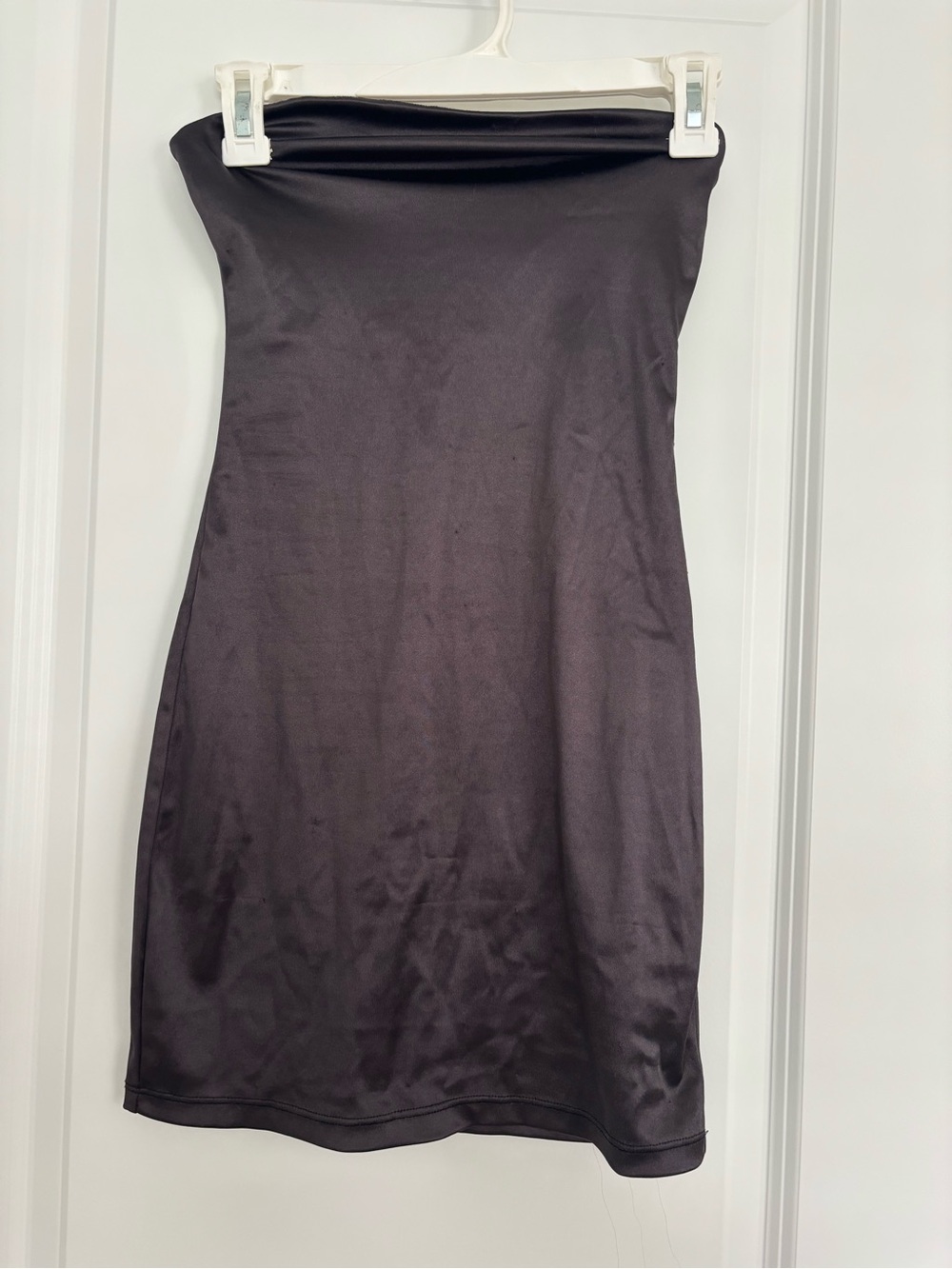 H&M Strapless Black Satin Sheath Dress